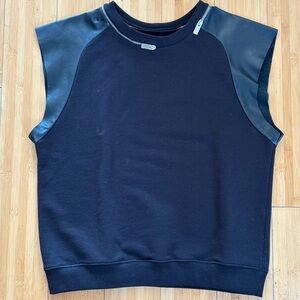 Saint Laurent Paris Black Sleeveless Top with Leather Accents